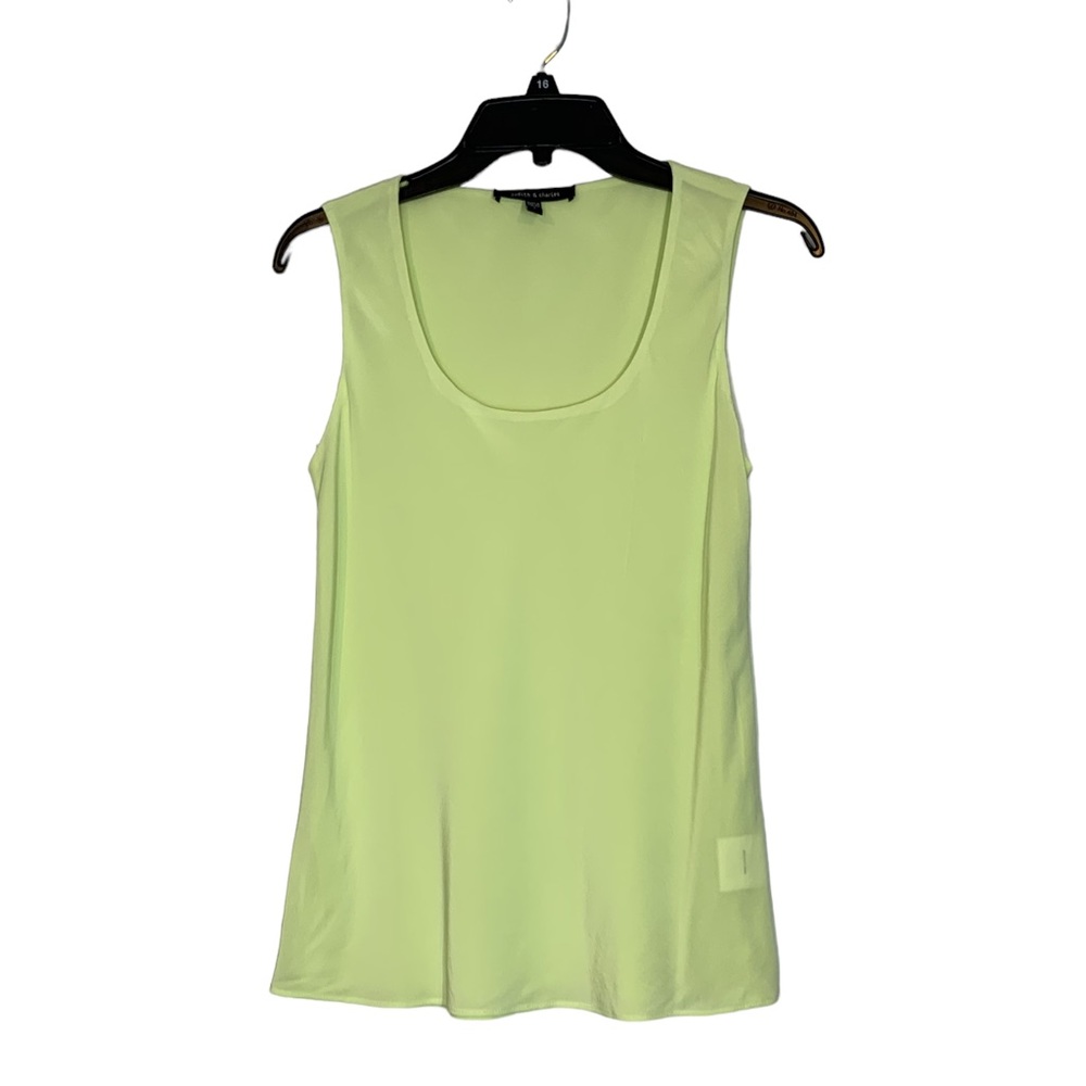 Judith & Charles 100% Silk Scoop Neck Tank Top in Yellow Green